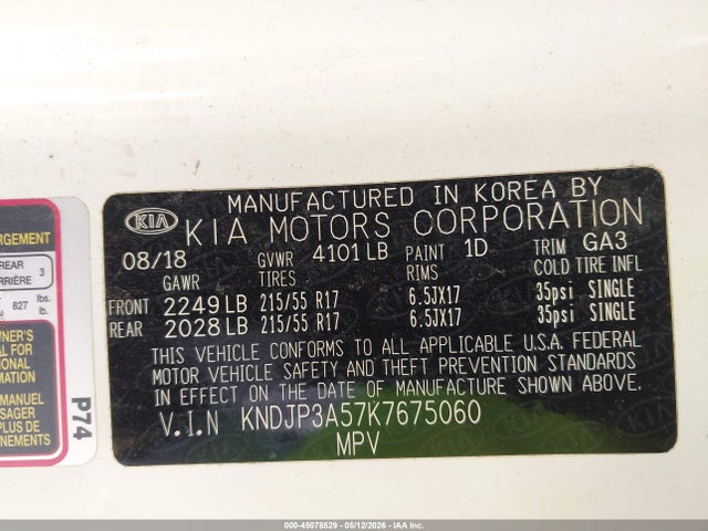 Aukcja sprzedaży 2019 Kia Soul +, vin: KNDJP3A57K7675060, numer aukcji: 45078529