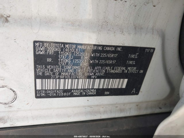 Toyota Rav4 Xle 2020 2T3P1RFV2LC074850 Image 9