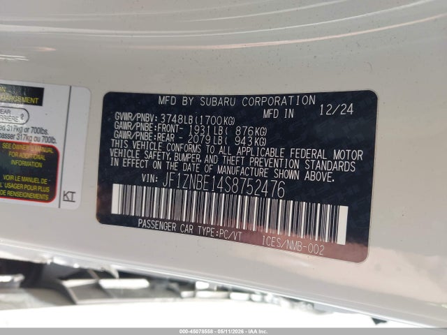 Продаж на аукціоні авто 2025 Toyota Gr86 Premium, vin: JF1ZNBE14S8752476, номер лоту: 45078558