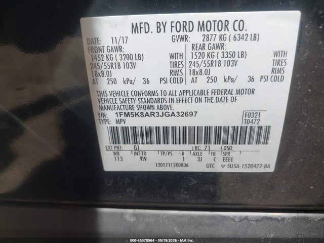 Продаж на аукціоні авто 2018 Ford Police Interceptor Utility, vin: 1FM5K8AR3JGA32697, номер лоту: 45078564