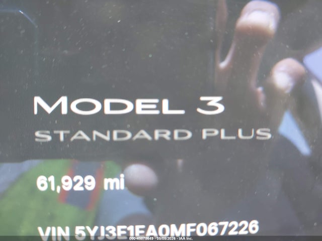 Продаж на аукціоні авто 2021 Tesla Model 3 Standard Range Plus Rear-wheel Drive, vin: 5YJ3E1EA0MF067226, номер лоту: 45078649