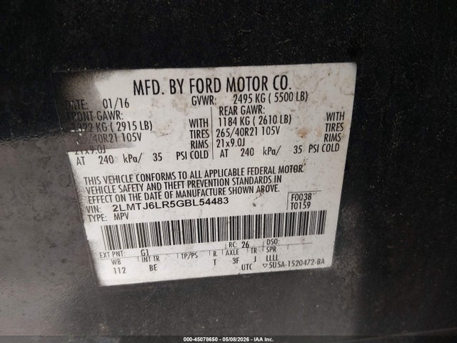 Lincoln Mkx Reserve 2016 2LMTJ6LR5GBL54483 Image 9