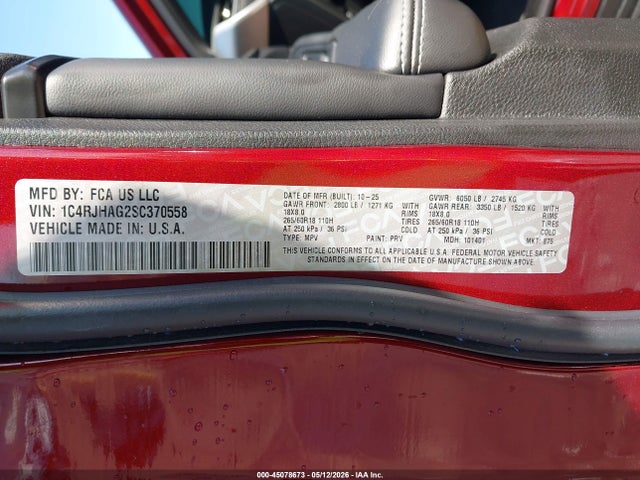 Продаж на аукціоні авто 2025 Jeep Grand Cherokee Altitude X 4x4, vin: 1C4RJHAG2SC370558, номер лоту: 45078673
