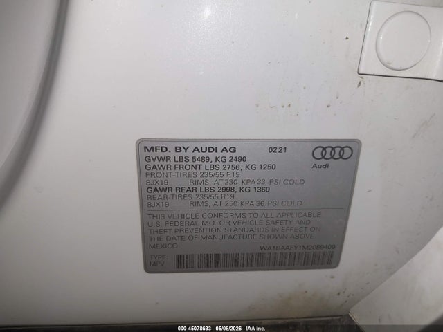 Aukcja sprzedaży 2021 Audi Q5 Premium Plus 45 Tfsi Quattro S Tronic, vin: WA1BAAFY1M2059409, numer aukcji: 45078693