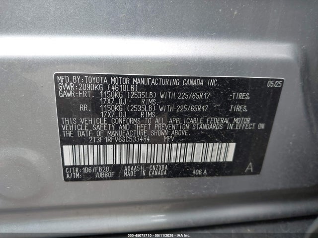 Toyota RAV4 LE 2025 2T3F1RFV6SC533484 Image 9