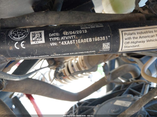 45078733 :رقم المزاد ، 4XA6T1EA0EB198381 vin ، 2014 Polaris Rzr 4 1000 Xp مزاد بيع