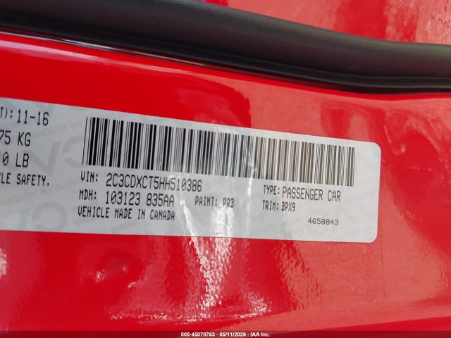 2C3CDXCT5HH510386 Dodge Charger R/t Rwd