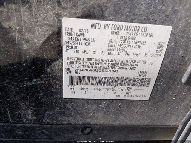 Ford Edge Titanium 2016 2FMPK4K82GBB21345 Image 9