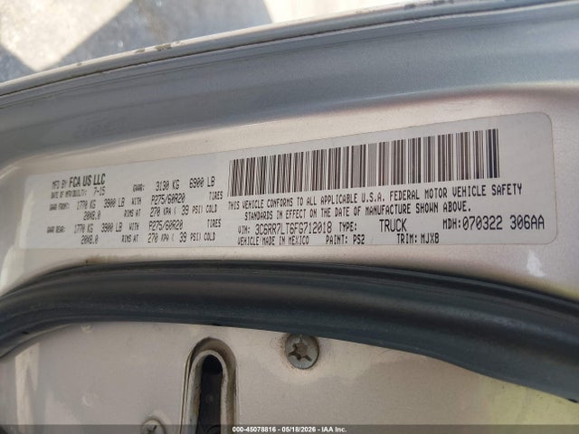 Aukcja sprzedaży 2015 Ram 1500 Big Horn, vin: 3C6RR7LT6FG712018, numer aukcji: 45078816