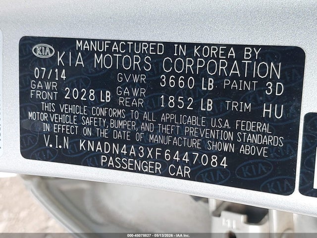 Продажа на аукционе авто 2015 Kia Rio Ex, vin: KNADN4A3XF6447084, номер лота: 45078827