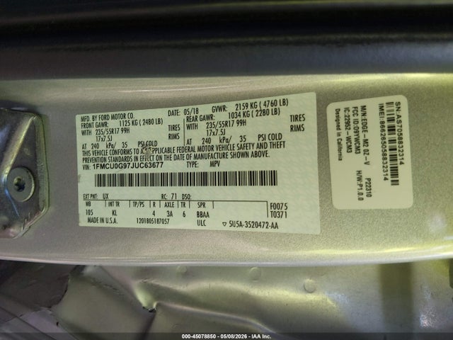 1FMCU0G97JUC63677 Ford ESCAPE SE