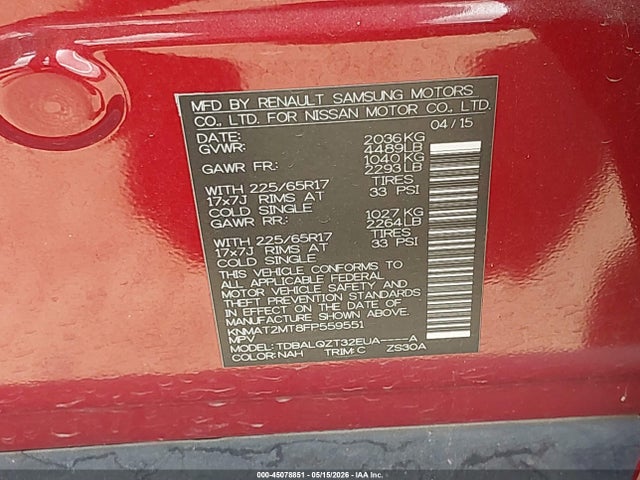 KNMAT2MT8FP559551 Nissan ROGUE SV