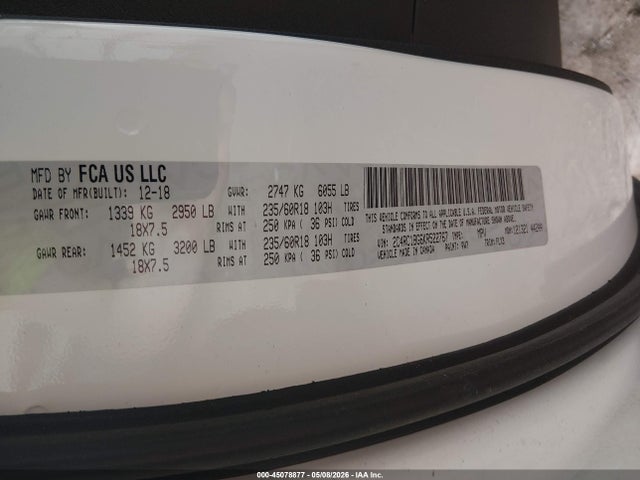 Продаж на аукціоні авто 2019 Chrysler Pacifica Touring L, vin: 2C4RC1BG6KR522767, номер лоту: 45078877