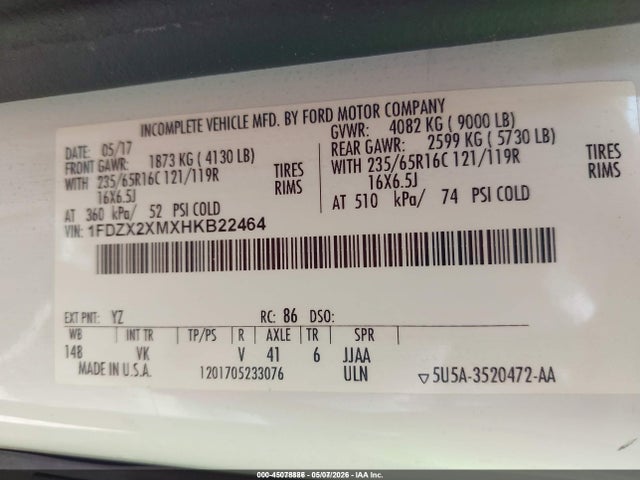 1FDZX2XMXHKB22464 Ford Transit-350 Xl