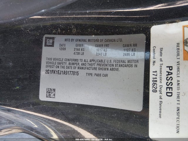45078905 :رقم المزاد ، 2G1FK1EJ1A9177815 vin ، 2010 Chevrolet Camaro 2ss مزاد بيع