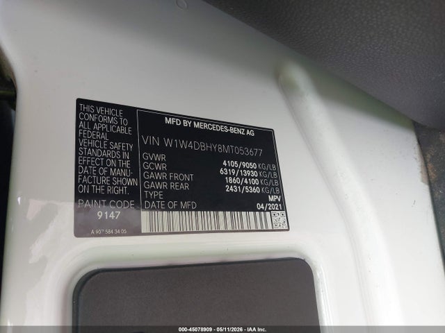 Продажа на аукционе авто 2021 Mercedes-benz Sprinter 2500 Standard Roof I4 Diesel, vin: W1W4DBHY8MT053677, номер лота: 45078909