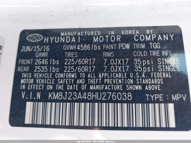 Hyundai TUCSON SE 2017 KM8J23A48HU276038 Image 9