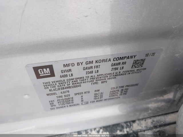 45078969 :رقم المزاد ، KL4CJESB4MB335045 vin ، 2021 Buick Encore Awd Preferred مزاد بيع