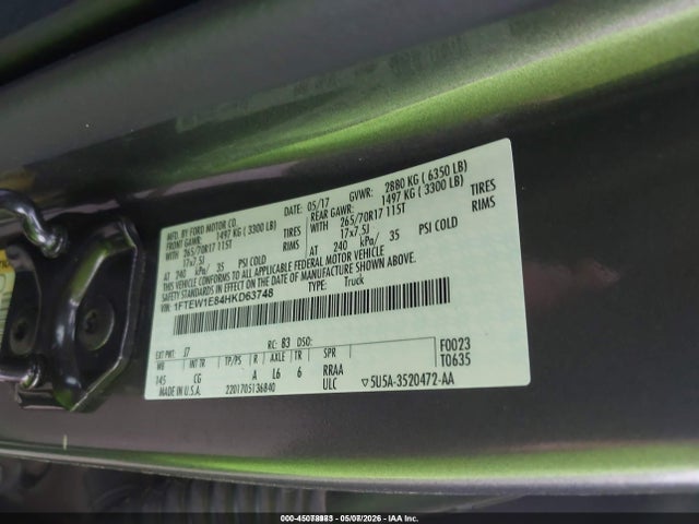 1FTEW1E84HKD63748 Ford F-150 Xl