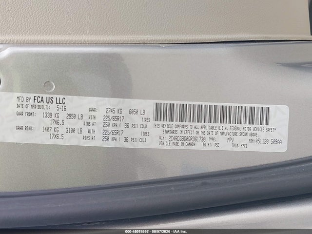 Продаж на аукціоні авто 2016 Dodge Grand Caravan Se Plus, vin: 2C4RDGBG0GR361730, номер лоту: 45078997