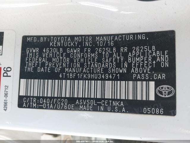 4T1BF1FK9HU349471 Toyota CAMRY LE