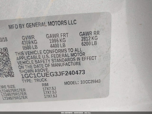 1GC1CUEG3JF240473 Chevrolet Silverado 2500hd Wt