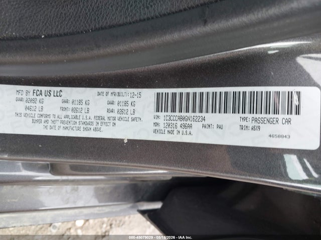 2016 Chrysler 200 Limited მანქანა იყიდება აუქციონზე, vin: 1C3CCCAB0GN162234, აუქციონის ნომერი: 45079029