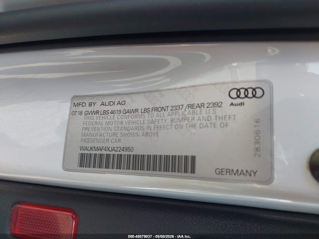 Aukcja sprzedaży 2018 Audi A4 2.0t Tech Ultra Premium/2.0t Ultra Premium, vin: WAUKMAF4XJA224950, numer aukcji: 45079037
