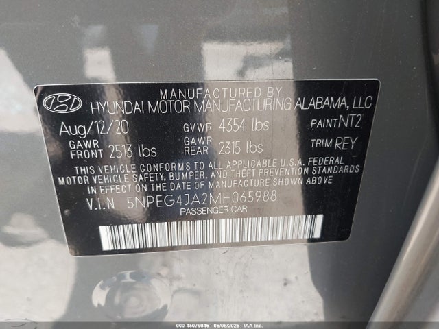 Aukcja sprzedaży 2021 Hyundai Sonata Se, vin: 5NPEG4JA2MH065988, numer aukcji: 45079046