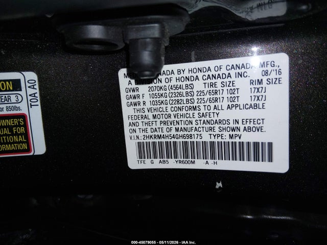 Honda CR-V EX 2016 2HKRM4H54GH698175 Image 9