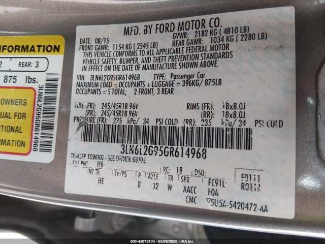 Lincoln MKZ 2016 3LN6L2G95GR614968 Image 9