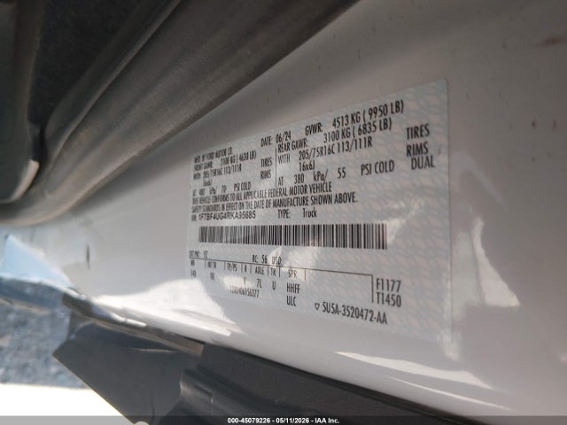 Aukcja sprzedaży 2024 Ford Transit-350 Cargo Van, vin: 1FTBF4UG4RKA95685, numer aukcji: 45079226