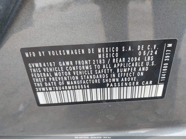 Продаж на аукціоні авто 2024 Volkswagen Jetta 1.5t S, vin: 3VW5M7BU4RM090554, номер лоту: 45079256