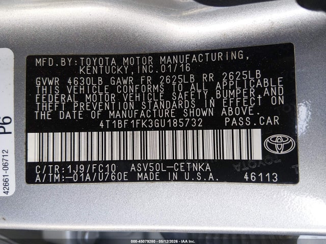 Toyota CAMRY LE 2016 4T1BF1FK3GU185732 Image 9