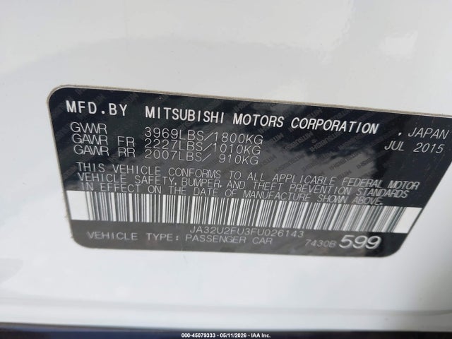 Mitsubishi LANCER ES 2015 JA32U2FU3FU026143 Image 9