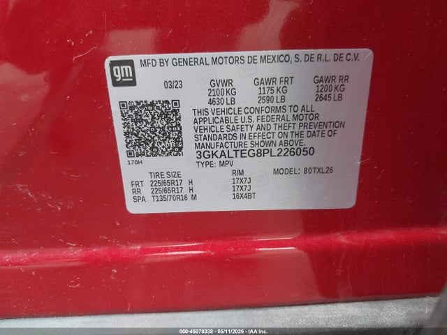 45079338 :رقم المزاد ، 3GKALTEG8PL226050 vin ، 2023 Gmc Terrain Awd Sle مزاد بيع