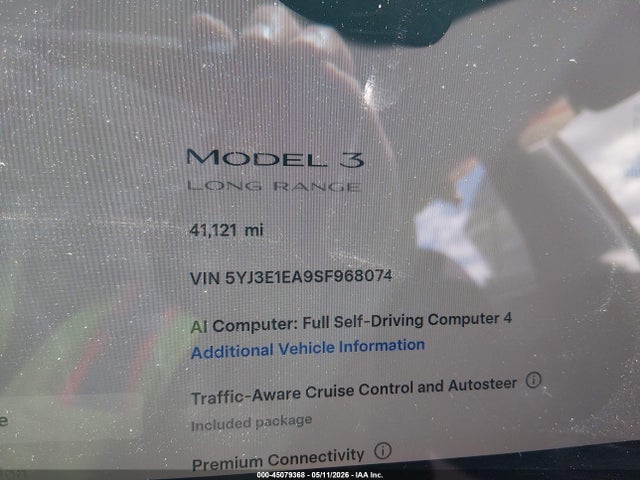 Aukcja sprzedaży 2025 Tesla Model 3 Long Range Rear-wheel Drive/standard Rear-wheel Drive, vin: 5YJ3E1EA9SF968074, numer aukcji: 45079368