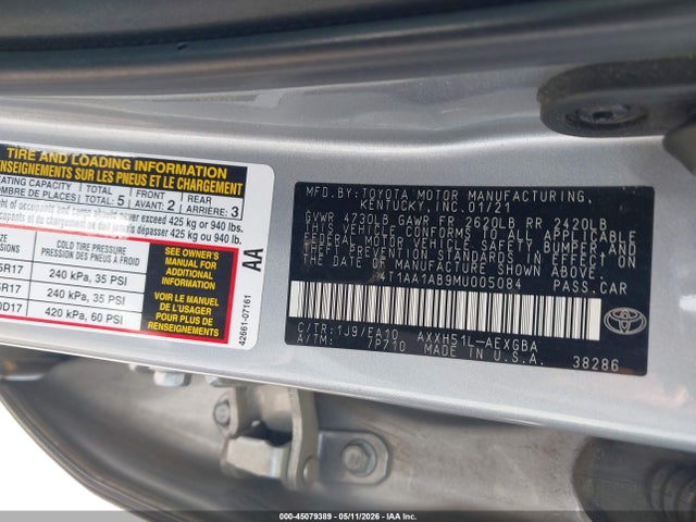 Продаж на аукціоні авто 2021 Toyota Avalon Xle Hybrid, vin: 4T1AA1AB9MU005084, номер лоту: 45079389