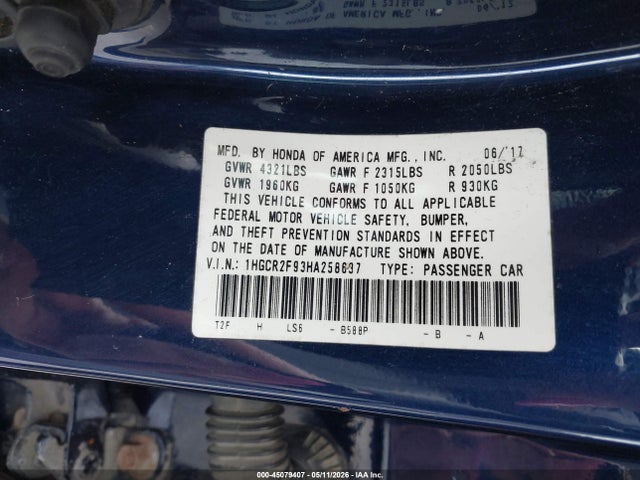 Honda Accord Ex-l 2017 1HGCR2F93HA258637 Image 9