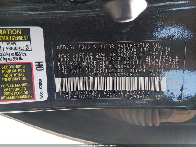 Aukcja sprzedaży 2014 Toyota Corolla S Plus, vin: 2T1BURHE7EC220847, numer aukcji: 45079423
