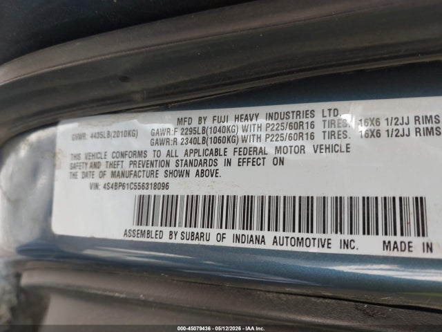 Aukcja sprzedaży 2005 Subaru Outback 2.5i, vin: 4S4BP61C556318096, numer aukcji: 45079436