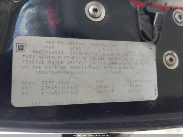 45079450 :رقم المزاد ، 1GCGC24N4ME124255 vin ، 1991 Chevrolet Gmt-400 C2500 مزاد بيع
