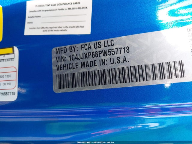 2023 Jeep Wrangler 4xe Sahara 4x4 მანქანა იყიდება აუქციონზე, vin: 1C4JJXP68PW557718, აუქციონის ნომერი: 45079453