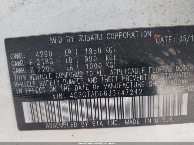 4S3GTAD66J3747242 Subaru Impreza 2.0i Premium