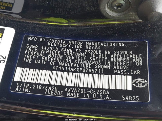 Aukcja sprzedaży 2023 Toyota Camry Se, vin: 4T1G11AKXPU785711, numer aukcji: 45079491