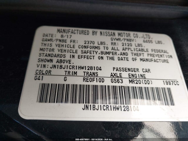 Продажа на аукционе авто 2017 Nissan Rogue Sport S, vin: JN1BJ1CR1HW128104, номер лота: 45079501