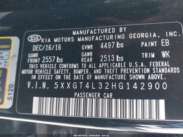5XXGT4L32HG142900 KIA Optima Lx