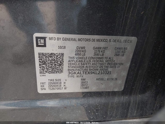 Aukcja sprzedaży 2019 Gmc Terrain Sle, vin: 3GKALTEX9KL210321, numer aukcji: 45079523
