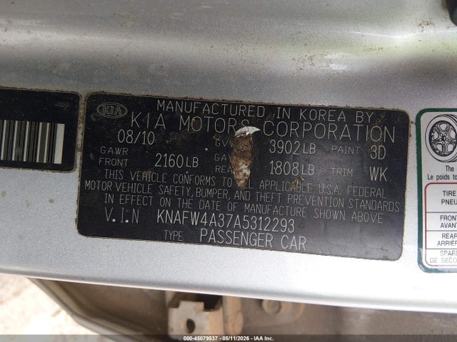 Продажа на аукционе авто 2010 Kia Forte Sx, vin: KNAFW4A37A5312293, номер лота: 45079537