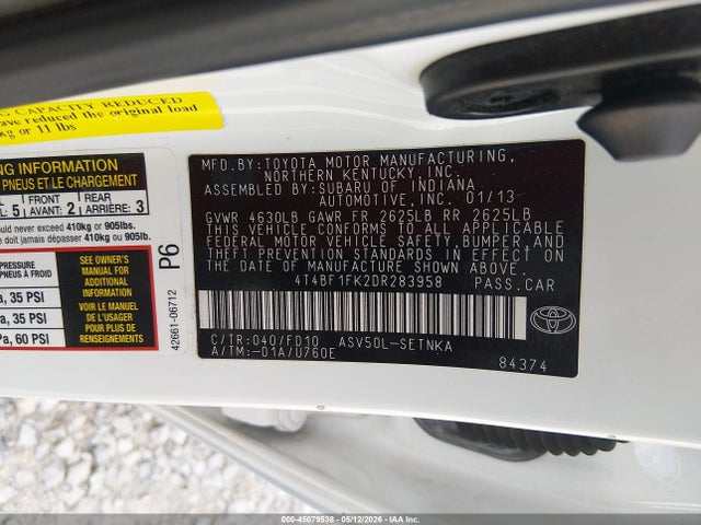 Aukcja sprzedaży 2013 Toyota Camry Le, vin: 4T4BF1FK2DR283958, numer aukcji: 45079538
